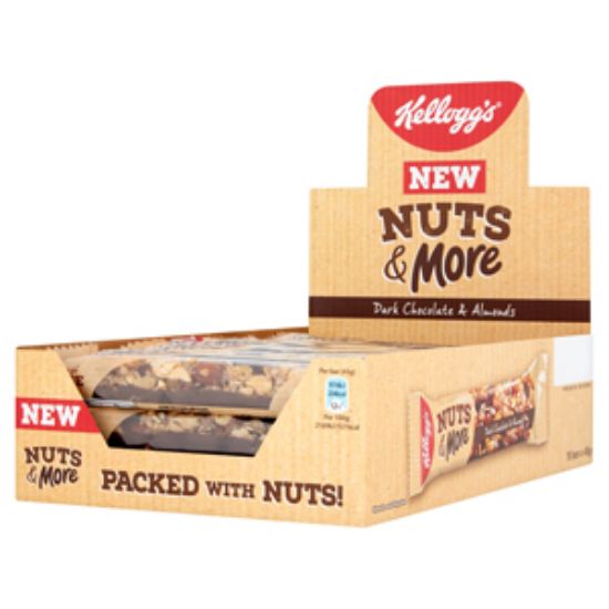 Picture of  Nuts & More Dark Choc & Almond Bar Kelloggx18